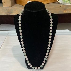 23” Rose Quartz and Green Aventurine Bead Necklace